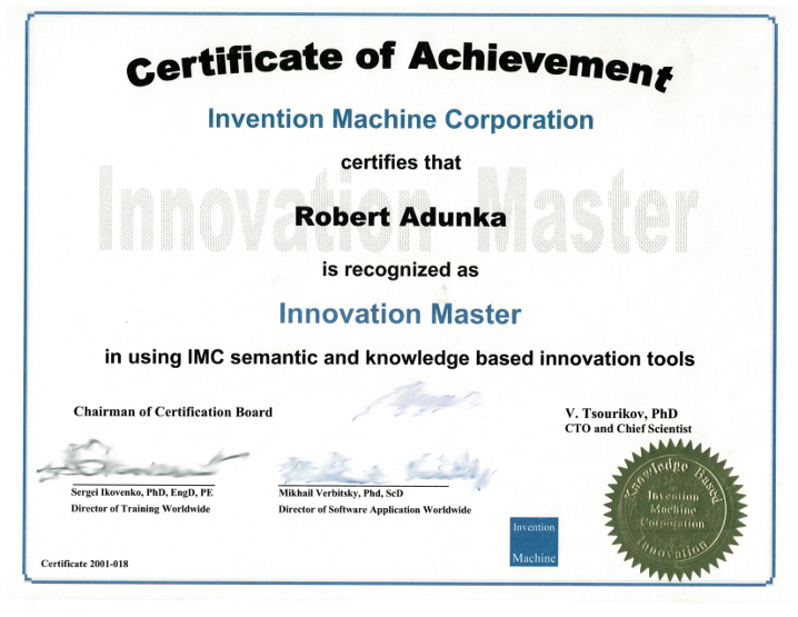 Innovation Master Zertifikat