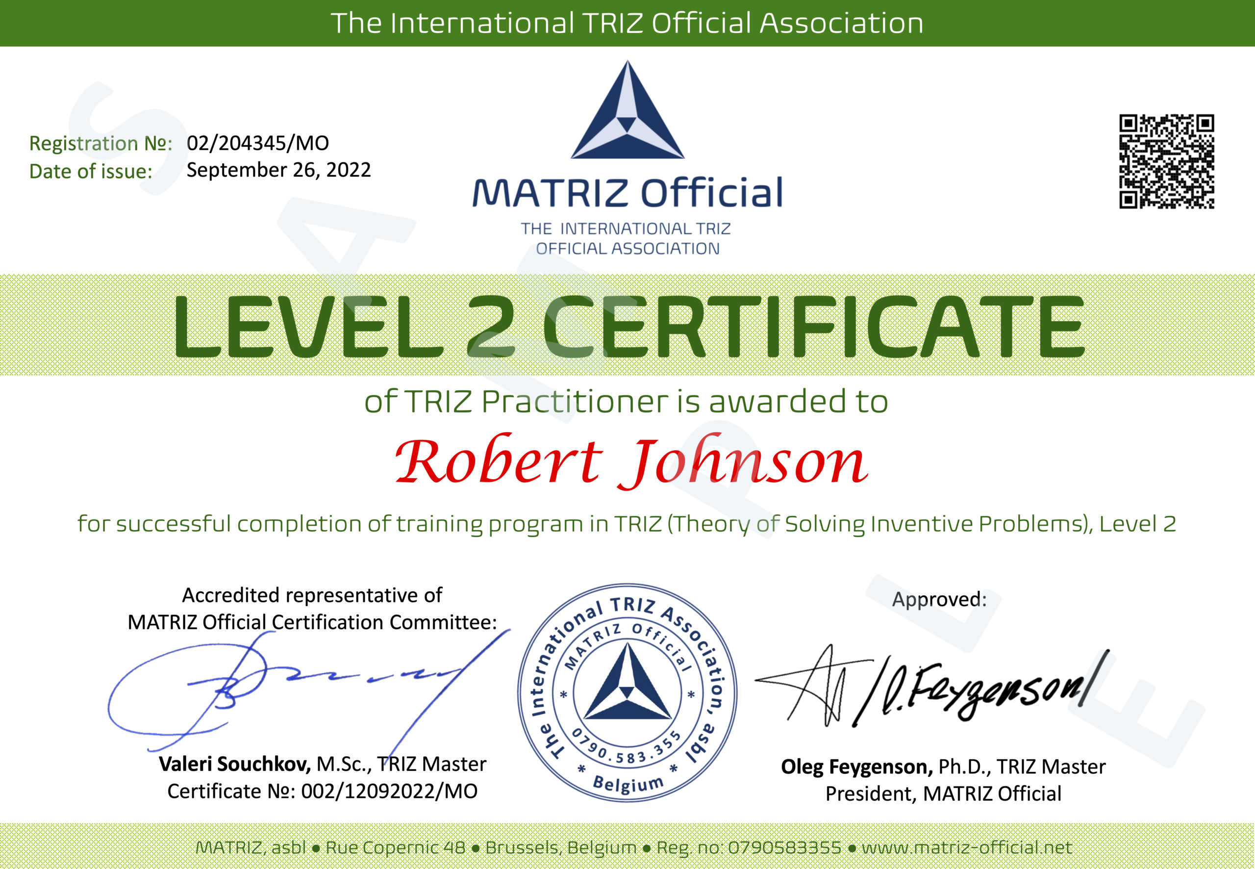 MATRIZ Official Level 2 Zertifikat