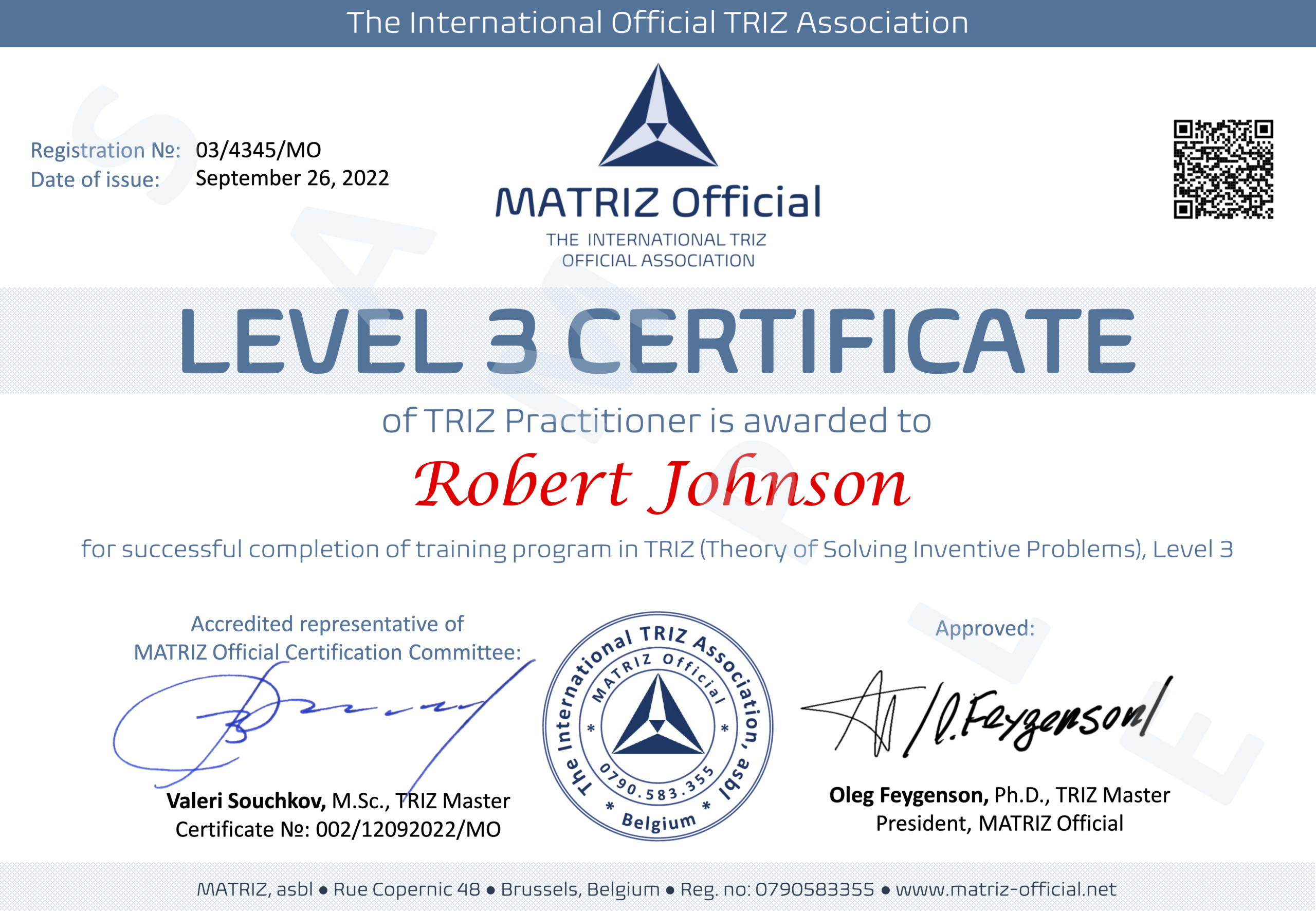 MATRIZ Official Level 3 Zertifikat